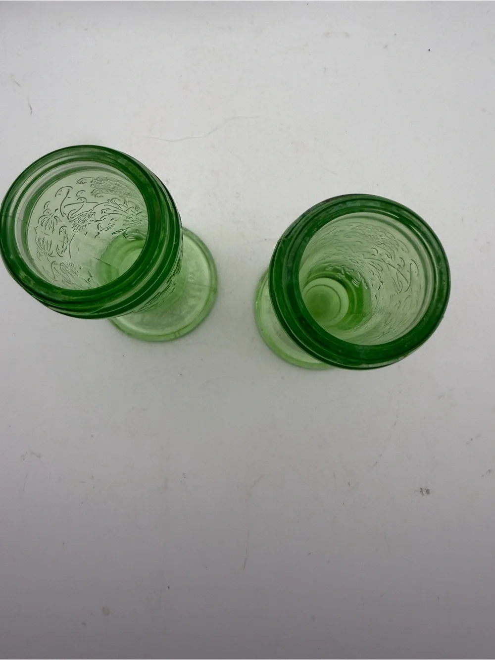 VTG 30's Hazel -Atlas uranium/depression, glass salt and pepper shaker.